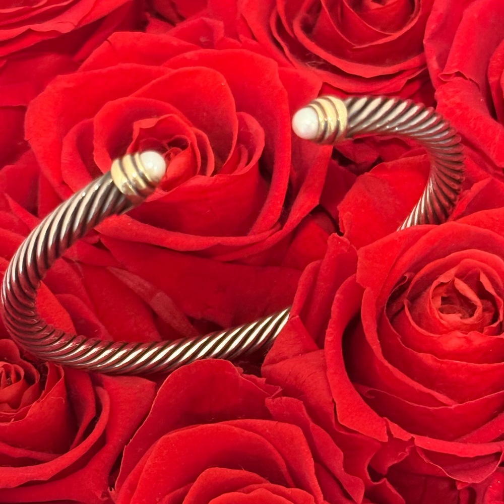 DAVID YURMAN Cable Open Cuff Bracelet with Pearl Accent